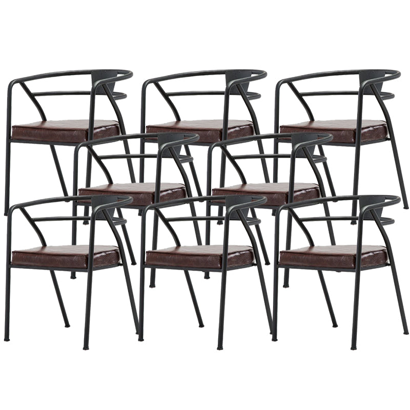 Industrial Upholstered Dining Chairs Metal Open Back Dining Chairs