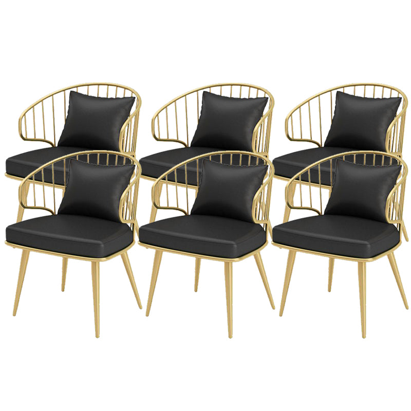 Glam Upholstered Dining Chairs Metal Windsor Back Arm Chairs