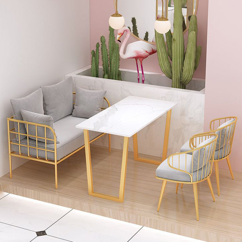 Glam Upholstered Dining Chairs Metal Windsor Back Arm Chairs