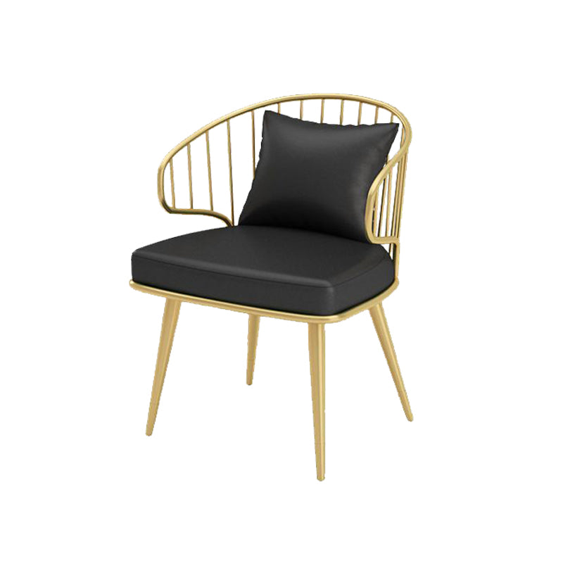 Glam Upholstered Dining Chairs Metal Windsor Back Arm Chairs