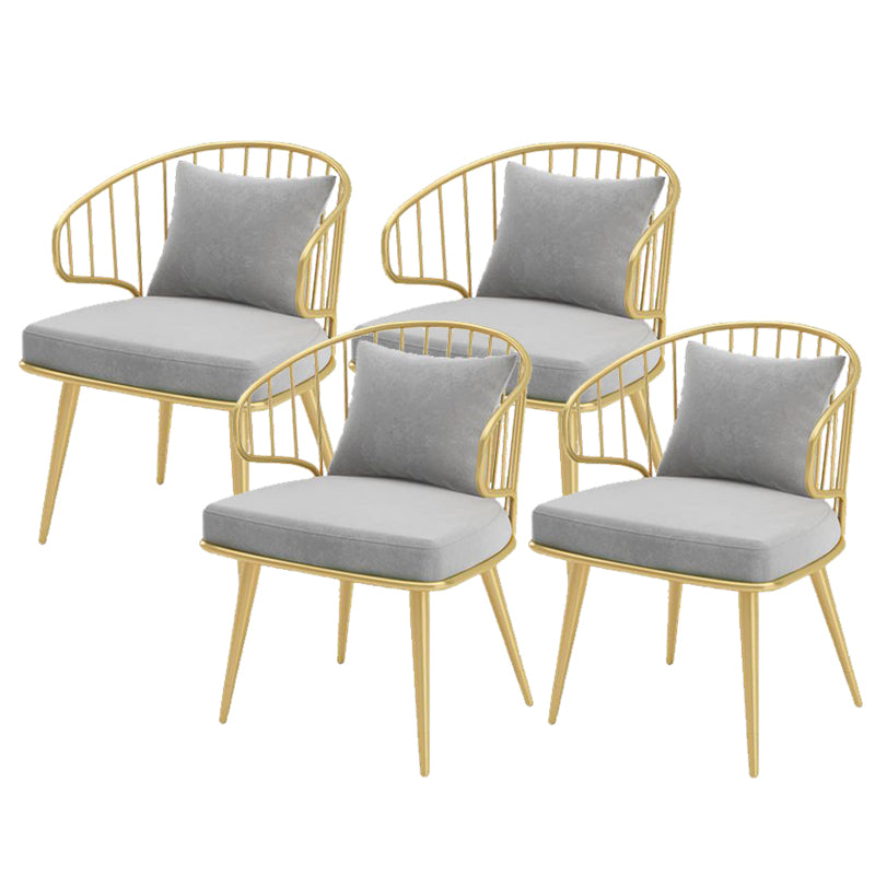 Glam Upholstered Dining Chairs Metal Windsor Back Arm Chairs