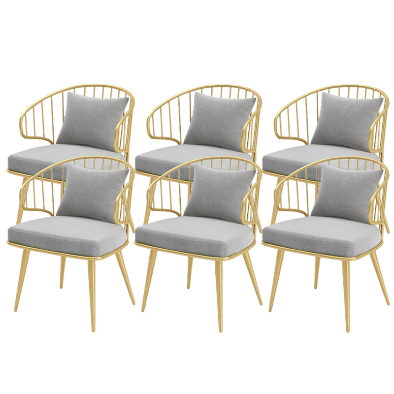 Glam Upholstered Dining Chairs Metal Windsor Back Arm Chairs
