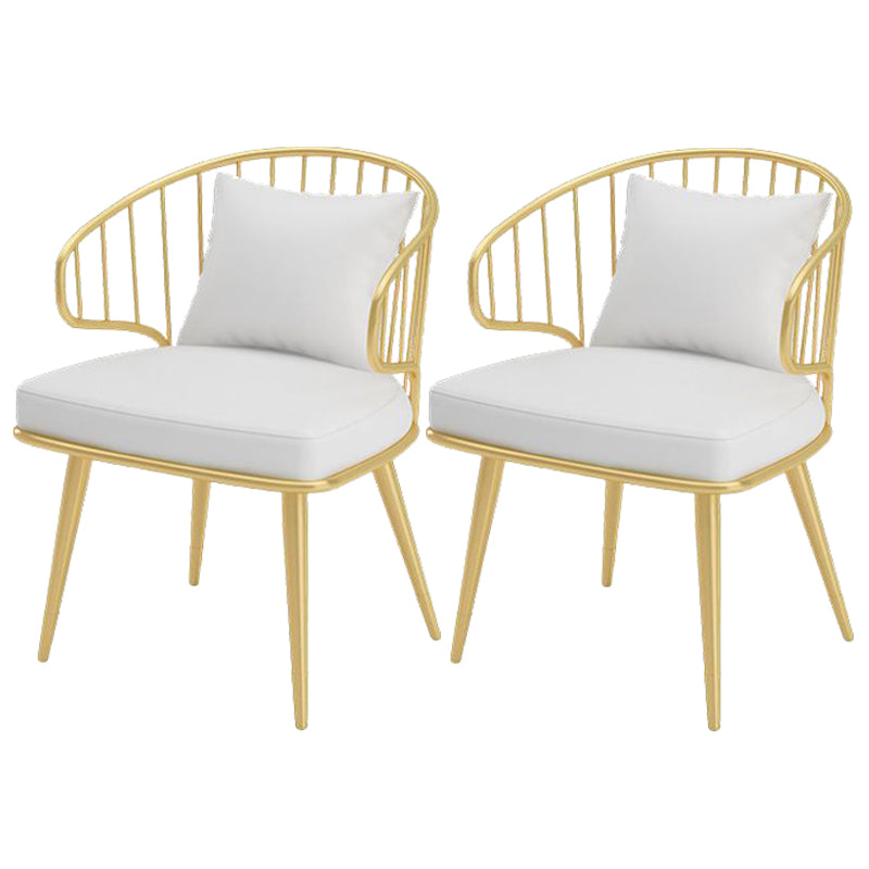 Glam Upholstered Dining Chairs Metal Windsor Back Arm Chairs