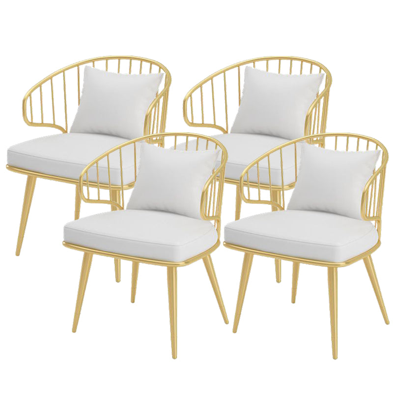 Glam Upholstered Dining Chairs Metal Windsor Back Arm Chairs