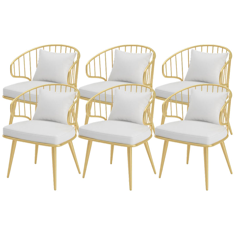 Glam Upholstered Dining Chairs Metal Windsor Back Arm Chairs