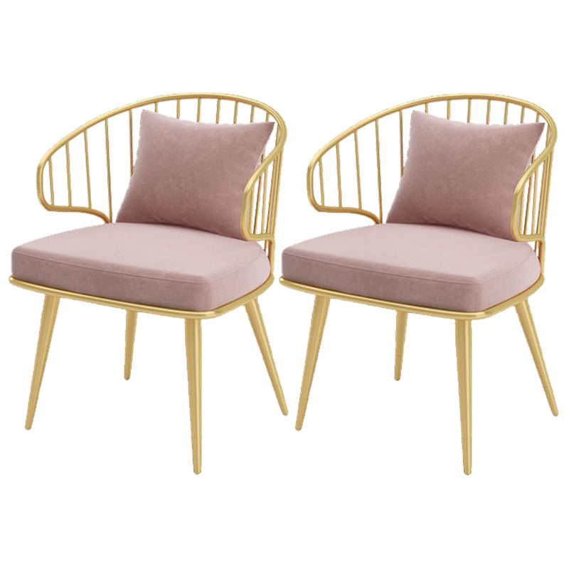 Glam Upholstered Dining Chairs Metal Windsor Back Arm Chairs
