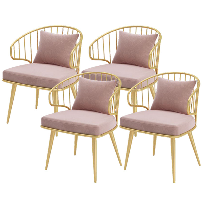Glam Upholstered Dining Chairs Metal Windsor Back Arm Chairs