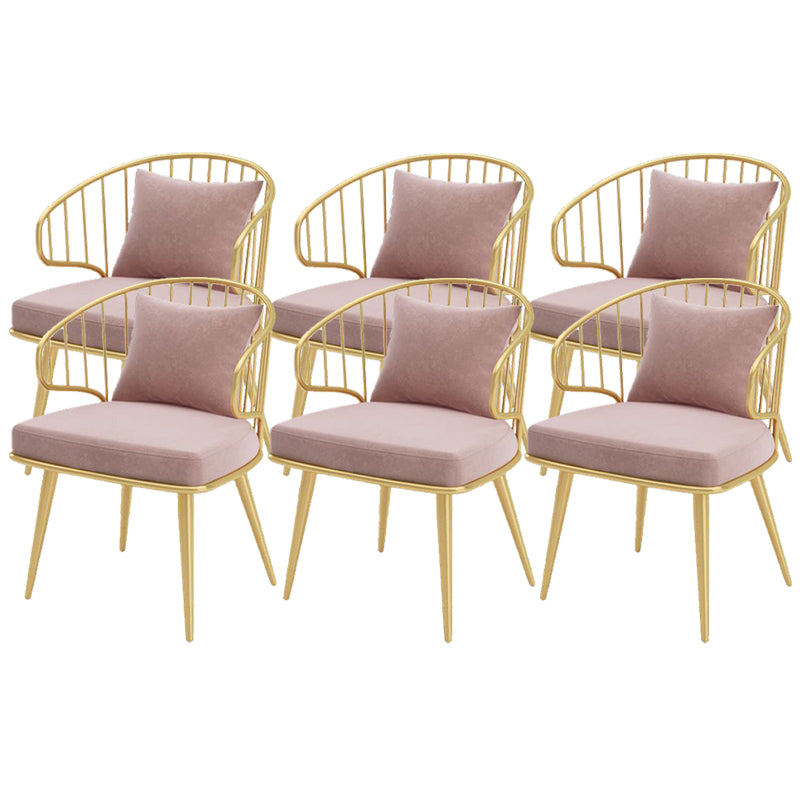 Glam Upholstered Dining Chairs Metal Windsor Back Arm Chairs
