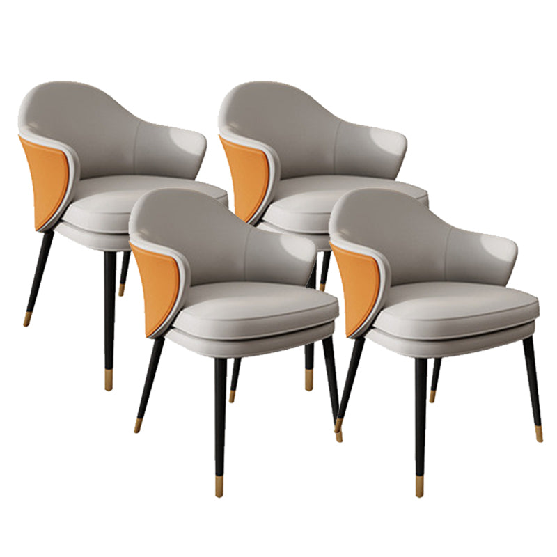 Faux Leather Kitchen Dining Chair Glam Parsons Chair with Black Metal Legs