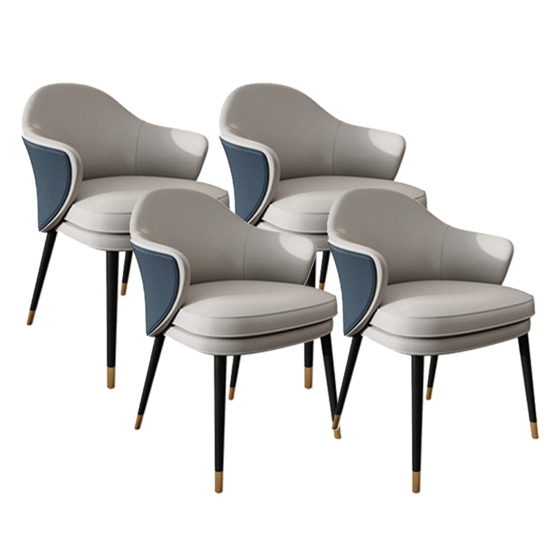 Faux Leather Kitchen Dining Chair Glam Parsons Chair with Black Metal Legs