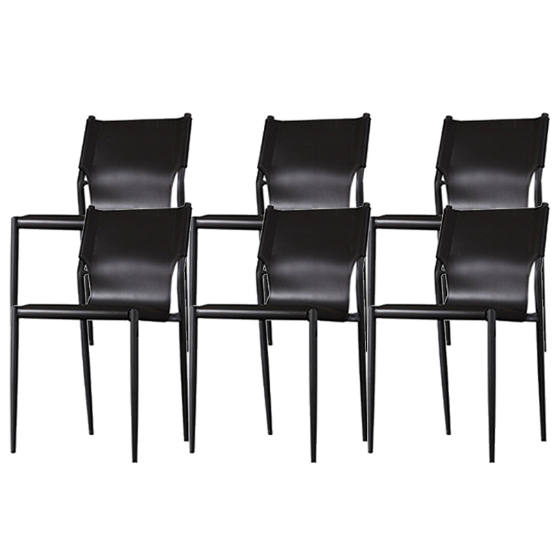 Industrial Leather Dining Chairs Armless Side Chairs with Metal Legs for Home Use
