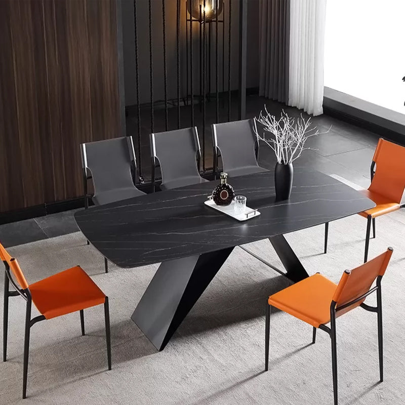 Industrial Leather Dining Chairs Armless Side Chairs with Metal Legs for Home Use