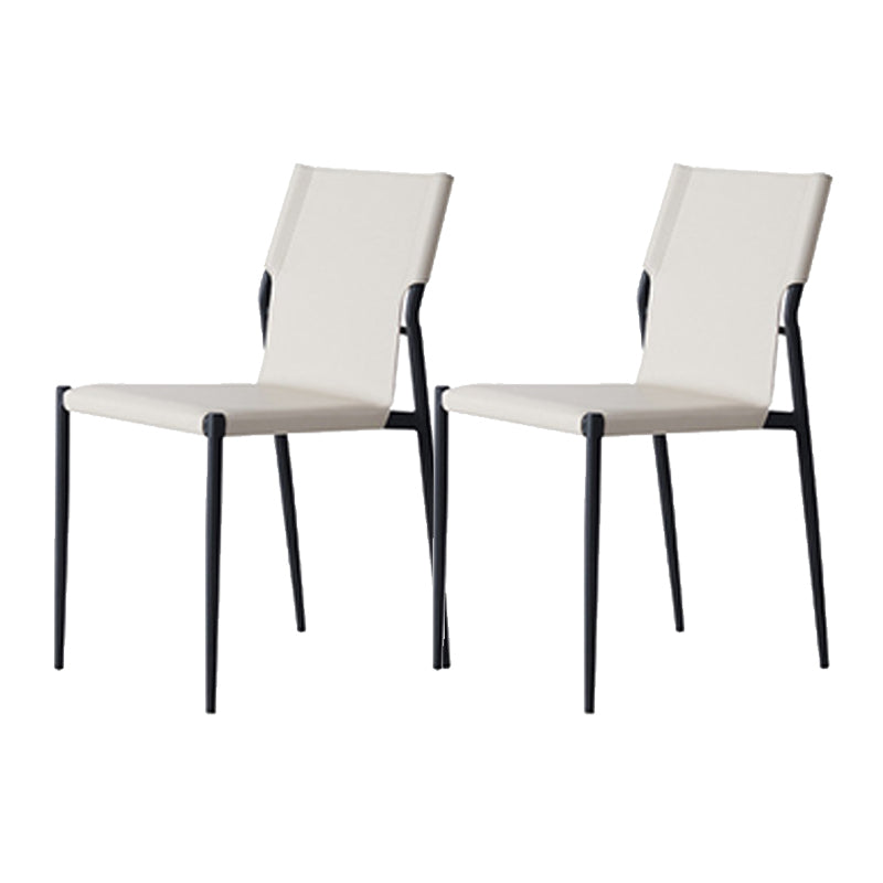 Industrial Leather Dining Chairs Armless Side Chairs with Metal Legs for Home Use