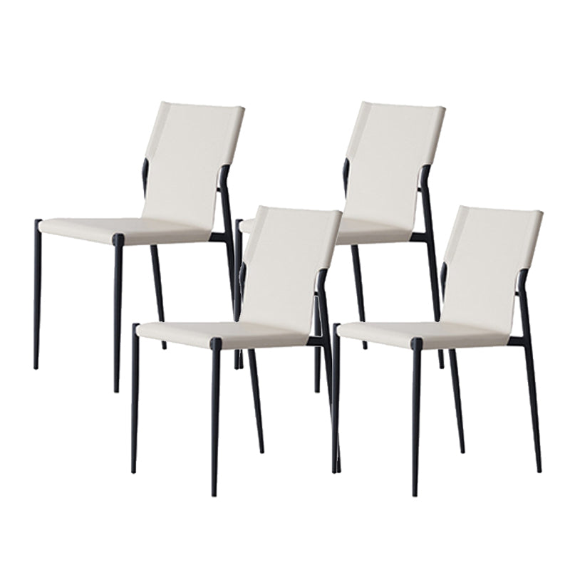 Industrial Leather Dining Chairs Armless Side Chairs with Metal Legs for Home Use