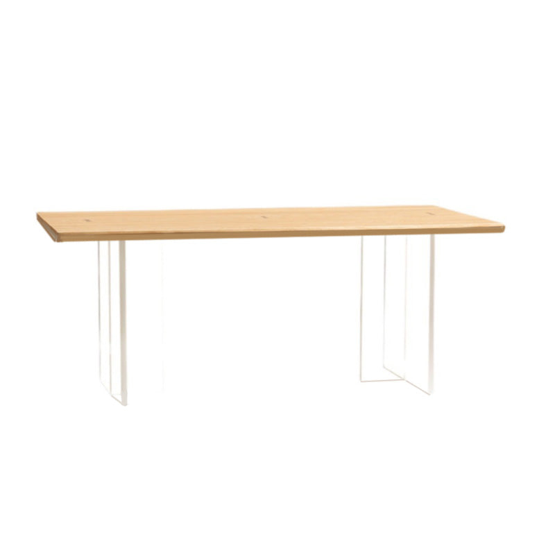 Rectangle Double Base Dining Table Modern Pine Wood Table for Kitchen Dining Room