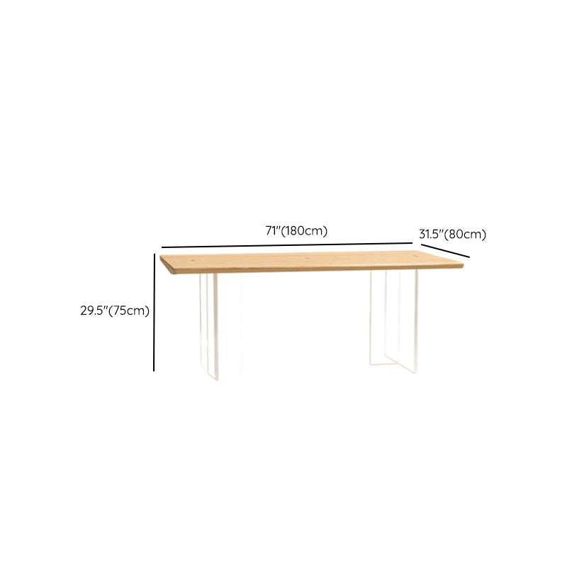 Rectangle Double Base Dining Table Modern Pine Wood Table for Kitchen Dining Room