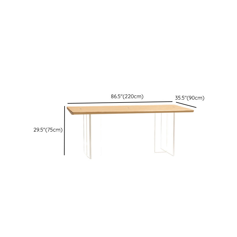 Rectangle Double Base Dining Table Modern Pine Wood Table for Kitchen Dining Room