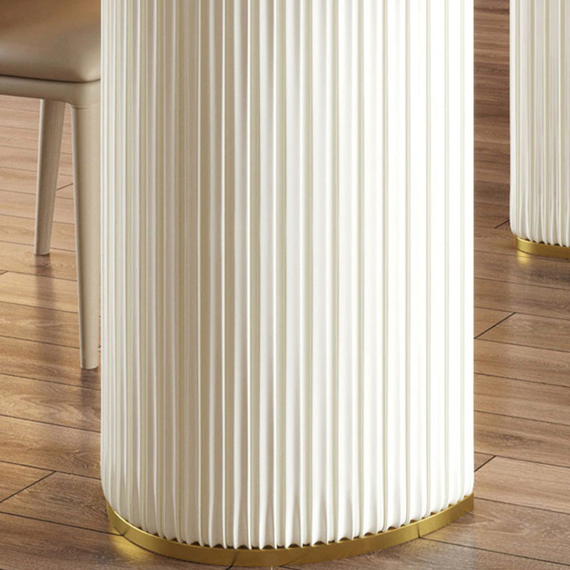 Free Form Stone Dining Table Iron Double Pedestal Table in White