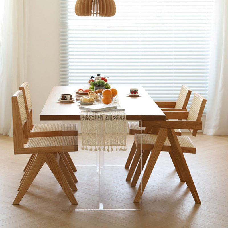 Glam Rectangle Table Wooden Table with Acrylic Legs for Home