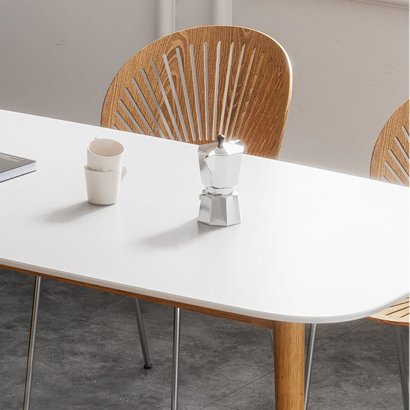 Modern Rectangle Table Sintered Stone Table with Wood Legs for Home