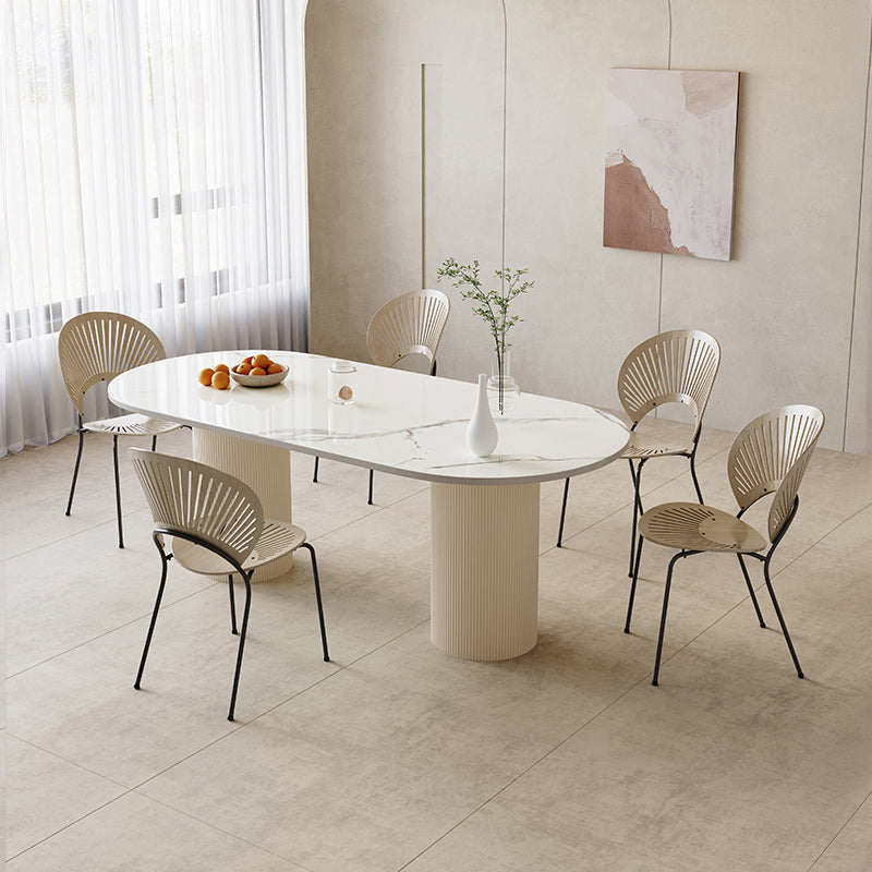 Modern White Dining Table Stone Dining Table for Kitchen Use