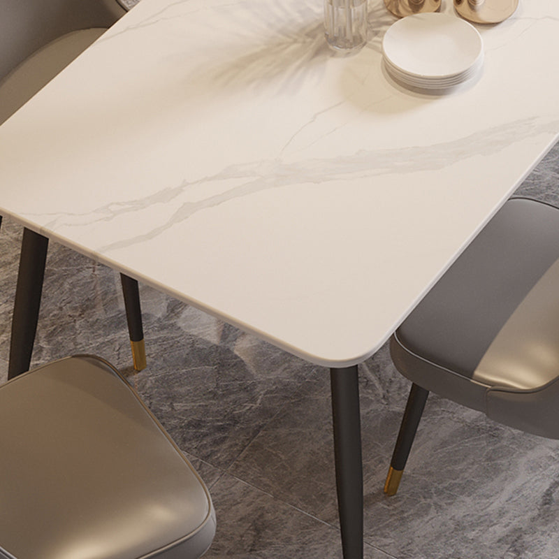 Rectangle Black Base Dining Table Modern Stone Table for Living Room