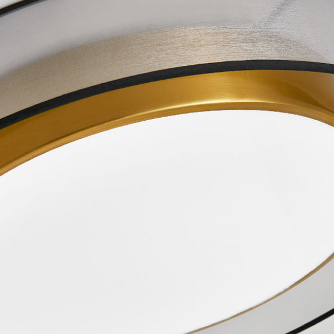 Interior LED Flush - Mount in Black and Gold Finish Round Iron & Plastic Ceiling Flush