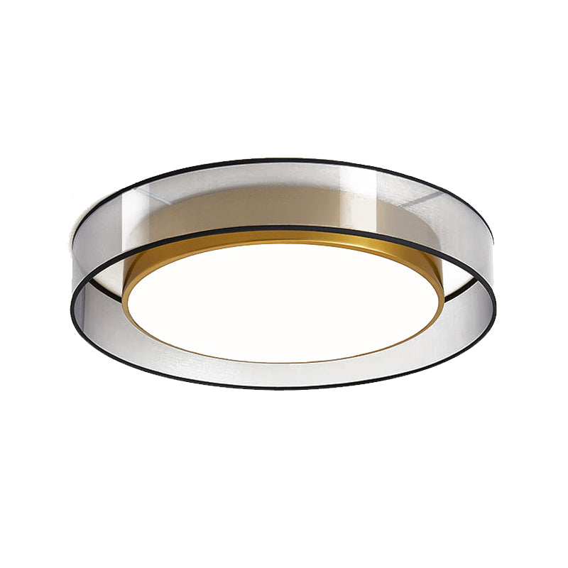 Interior LED Flush - Mount in Black and Gold Finish Round Iron & Plastic Ceiling Flush