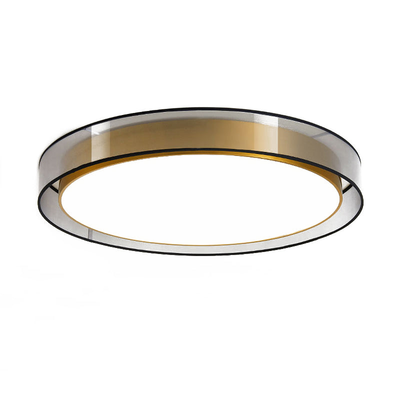 Interior LED Flush - Mount in Black and Gold Finish Round Iron & Plastic Ceiling Flush
