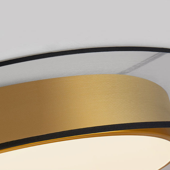 Interior LED Flush - Mount in Black and Gold Finish Round Iron & Plastic Ceiling Flush