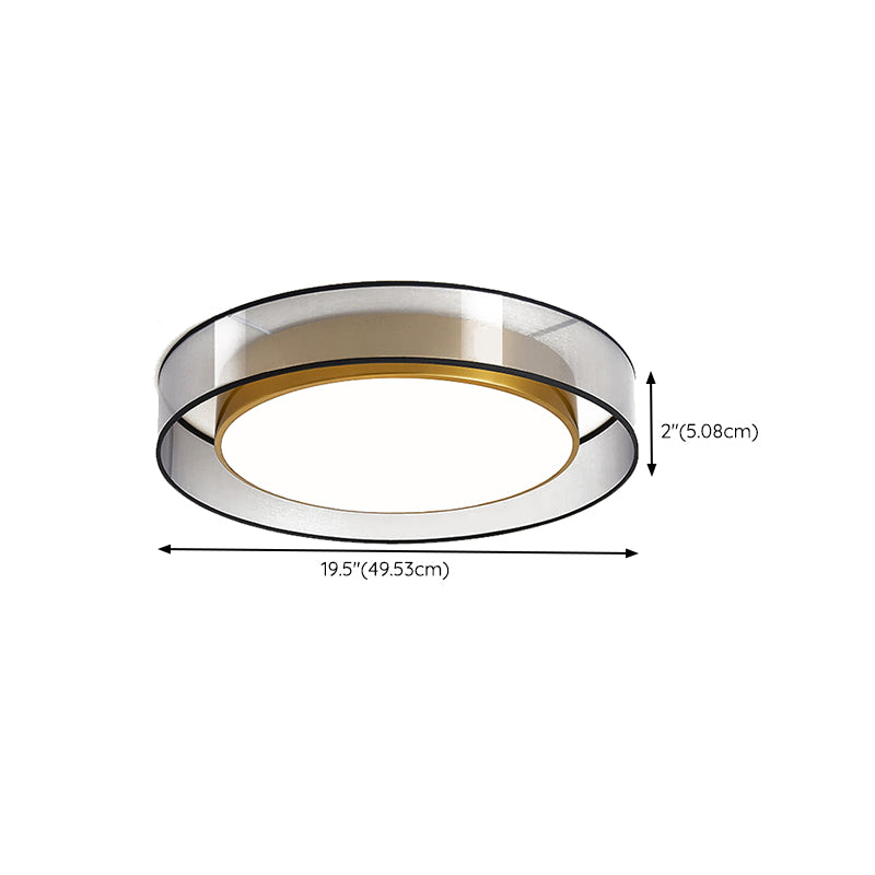 Interior LED Flush - Mount in Black and Gold Finish Round Iron & Plastic Ceiling Flush