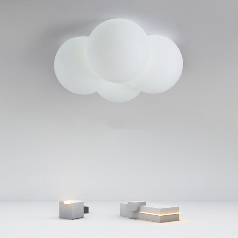 White 4 - Light Flush Mount Light Plastic Globe Kids Style Ceiling Flush Mount