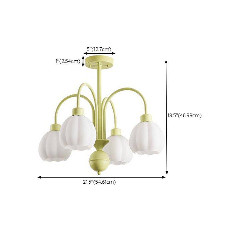 Glass Ceiling Lamp Creative Green Flush Mount Light Fixture for Bedroom