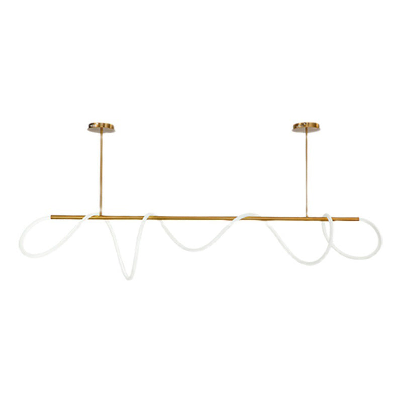 Linear Shape Chandelier Lighting Modern Style Metal 1 Lights Island Lamps in Gold
