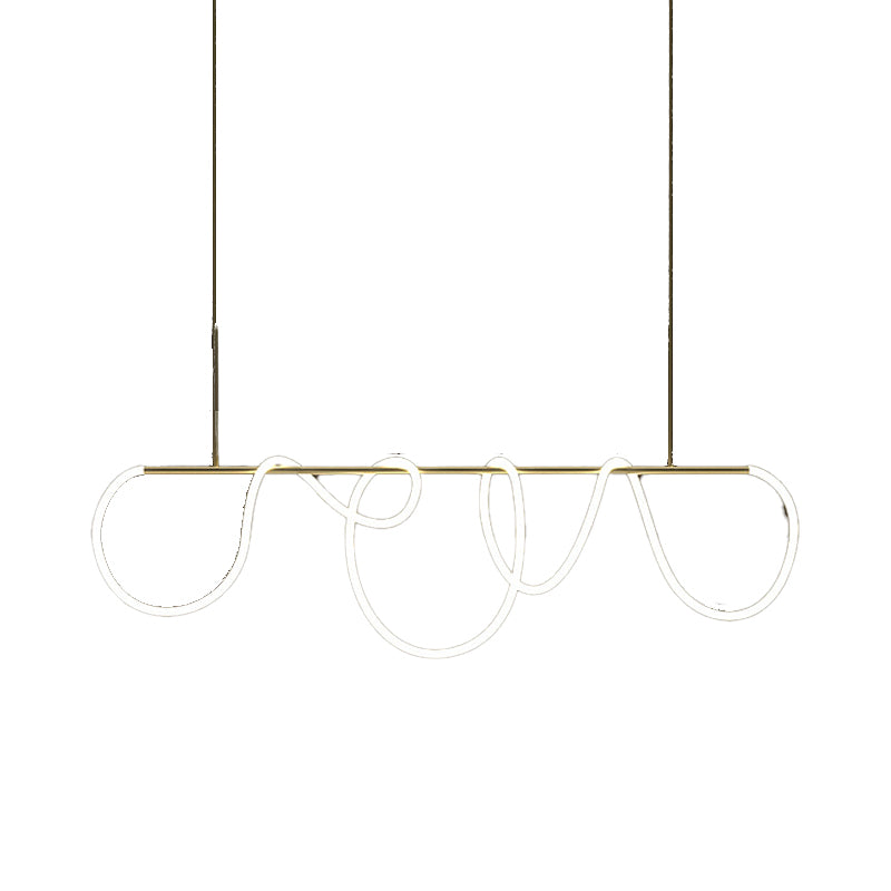 Linear Shape Chandelier Lighting Modern Style Metal 1 Lights Island Lamps in Gold