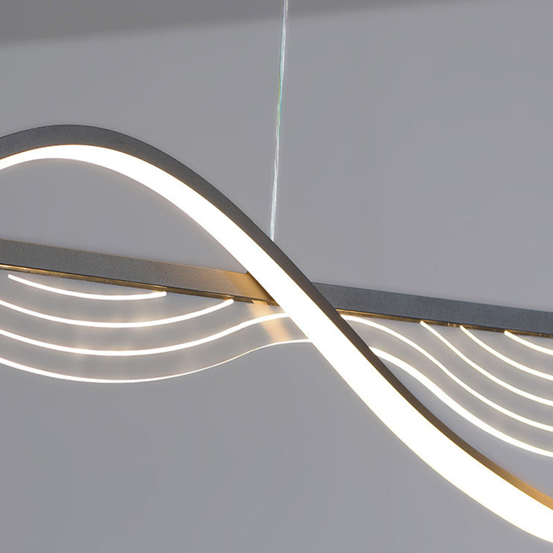 Linear Shape Chandelier Lighting Modern Style Metal 1 Lights Island Lamp in White/Black