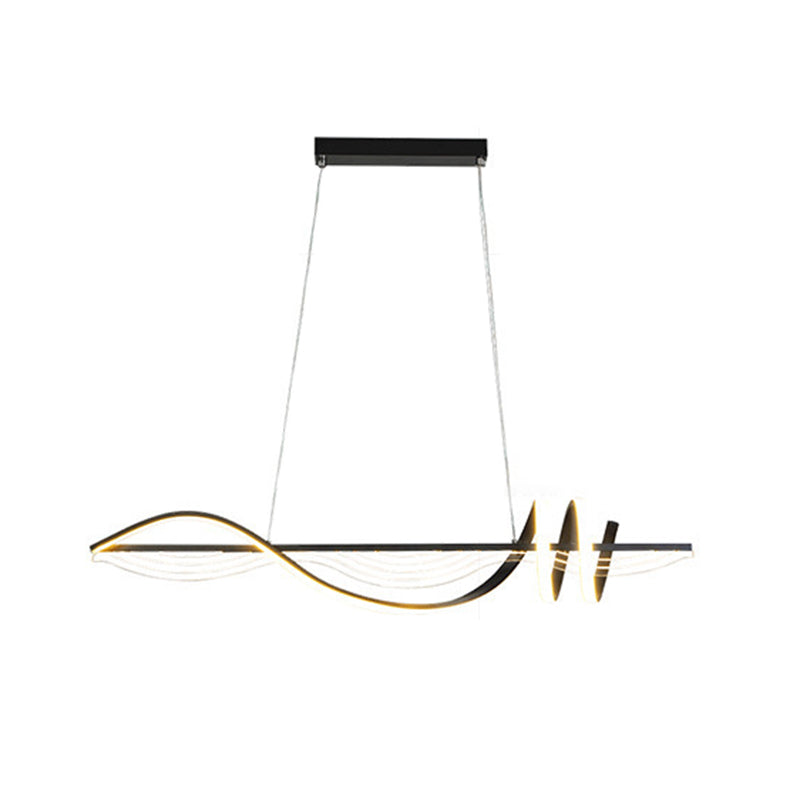 Linear Shape Chandelier Lighting Modern Style Metal 1 Lights Island Lamp in White/Black