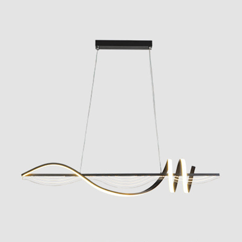Linear Shape Chandelier Lighting Modern Style Metal 1 Lights Island Lamp in White/Black
