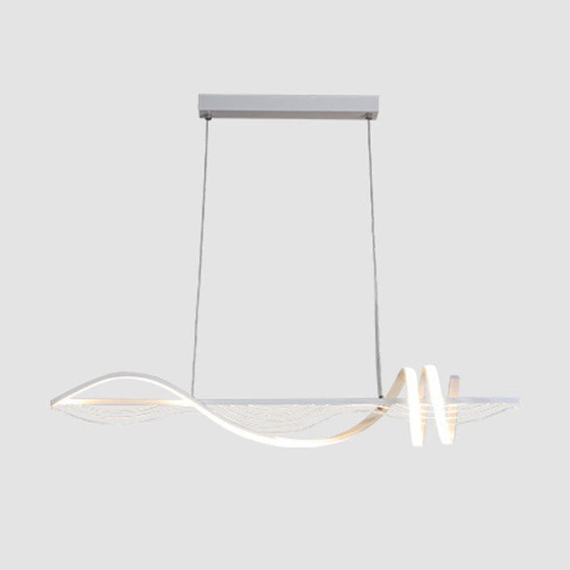 Linear Shape Chandelier Lighting Modern Style Metal 1 Lights Island Lamp in White/Black