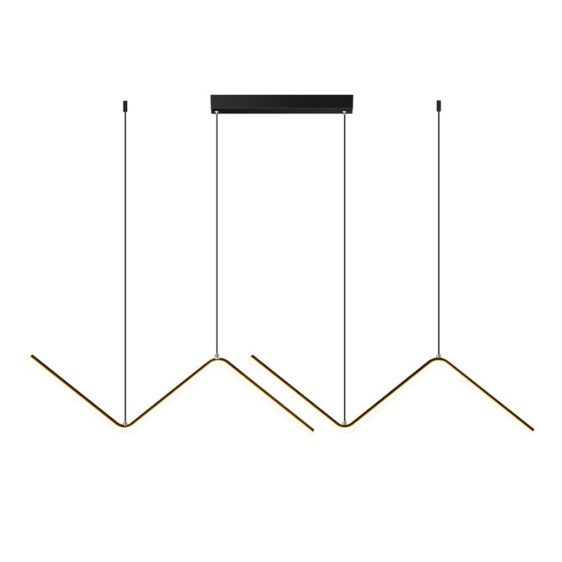 Linear Shape Chandelier Lighting Modern Style Metal 2 Lights Island Lamp in Gold/Black