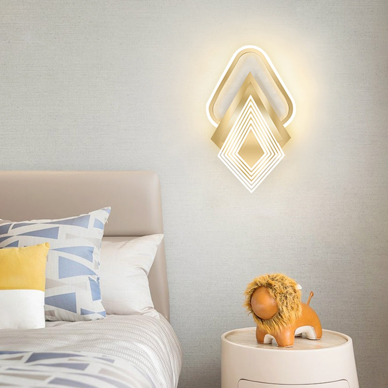 Contemporary LED Wall Mount in Black / Gold Metal Geometric Wall Fixture