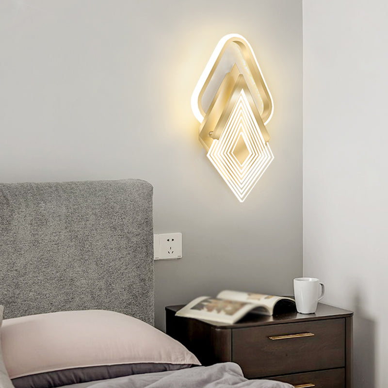 Contemporary LED Wall Mount in Black / Gold Metal Geometric Wall Fixture