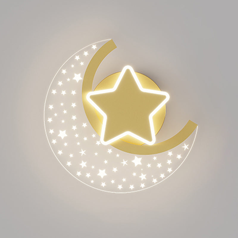 Iron and Acrylic LED Wall Light in Gold and Clear Minimalist Wall Sconce