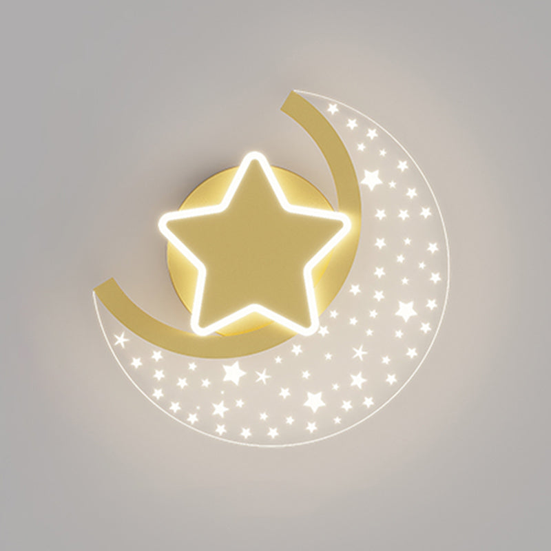 Iron and Acrylic LED Wall Light in Gold and Clear Minimalist Wall Sconce