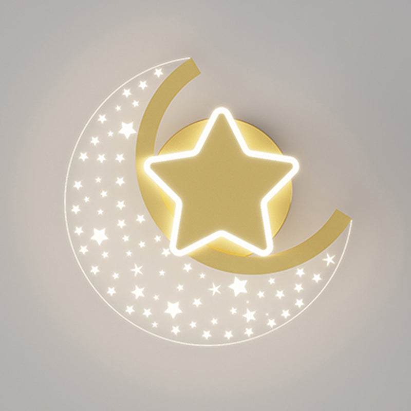 Iron and Acrylic LED Wall Light in Gold and Clear Minimalist Wall Sconce