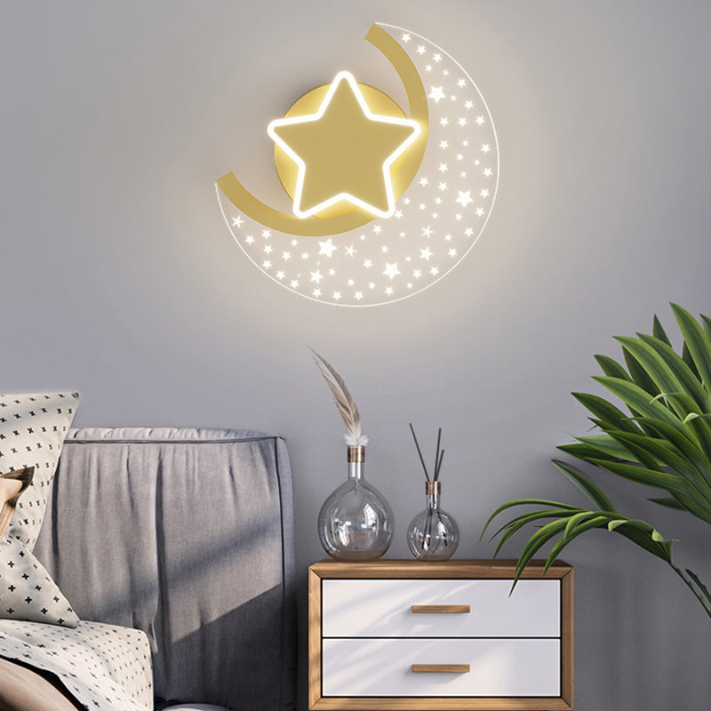 Iron and Acrylic LED Wall Light in Gold and Clear Minimalist Wall Sconce