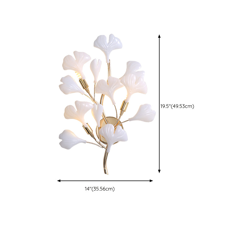2 / 3 - Light Ginkgo Leaf Shape Wall Light Iron and Plastic Wall Sconce in Gold and White