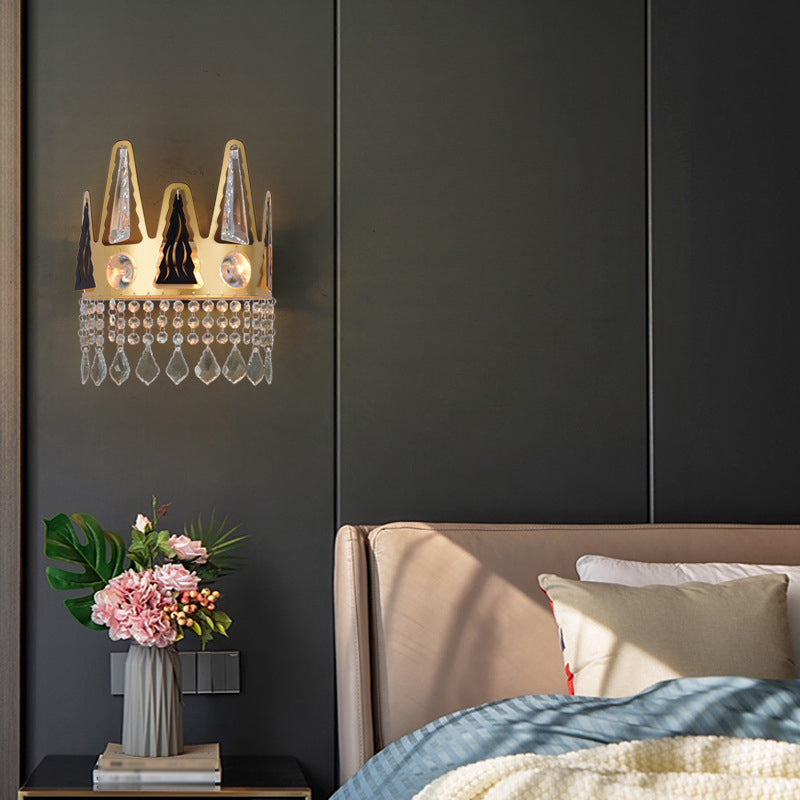 Iron and Crystal 2 - Light Wall Sconce Post Modern Wall Light in Gold and Clear