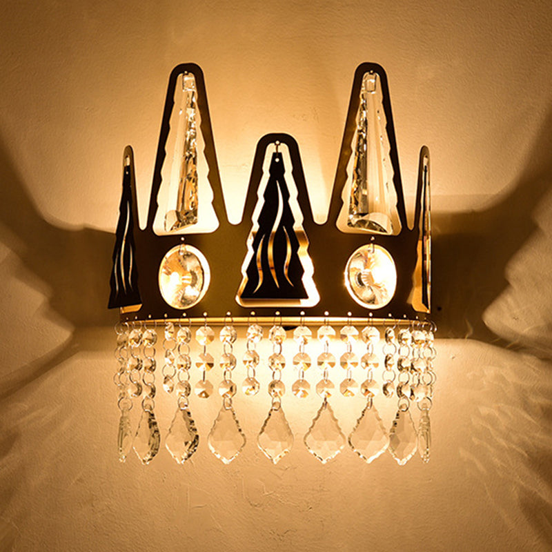 Iron and Crystal 2 - Light Wall Sconce Post Modern Wall Light in Gold and Clear