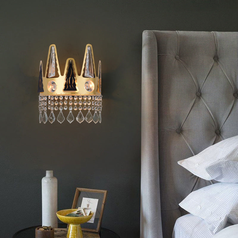 Iron and Crystal 2 - Light Wall Sconce Post Modern Wall Light in Gold and Clear